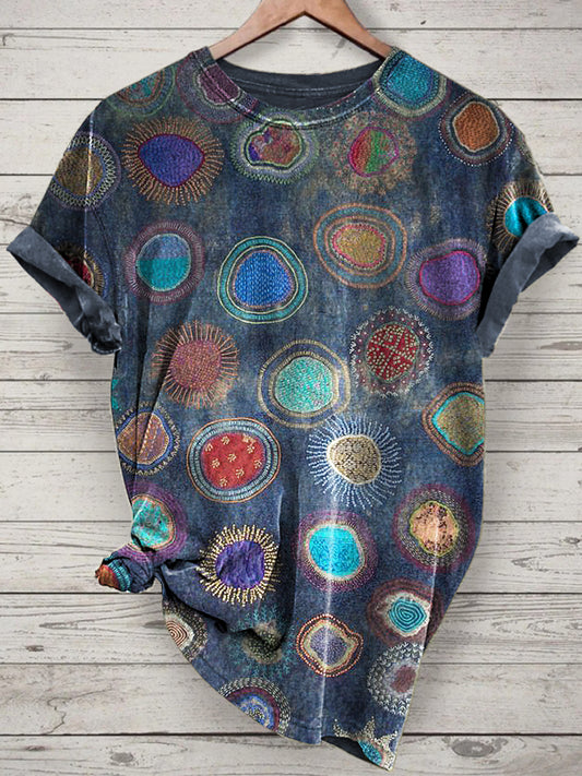 Unisex Abstract Printed Vintage Fashion Loose Short Sleeve T-Shirt