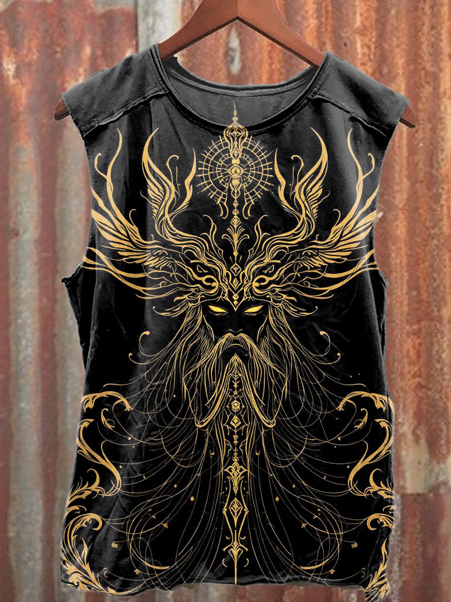 Vintage Art Print Loose Fit Tank Top