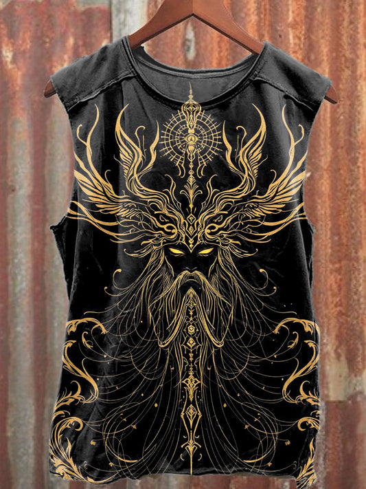Vintage Art Print Loose Fit Tank Top