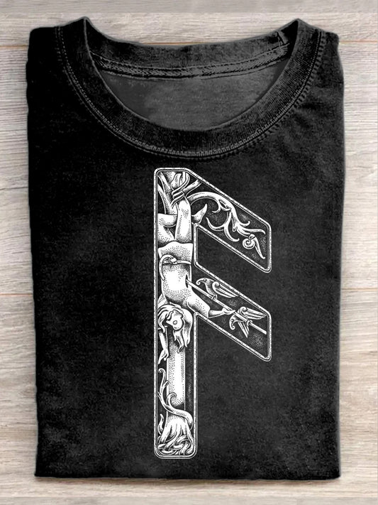 Retro Symbol Art Print Casual Cotton T-shirt