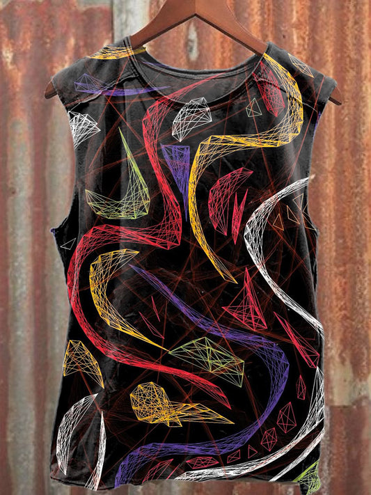 Retro Art Print Casual Loose Tank Top