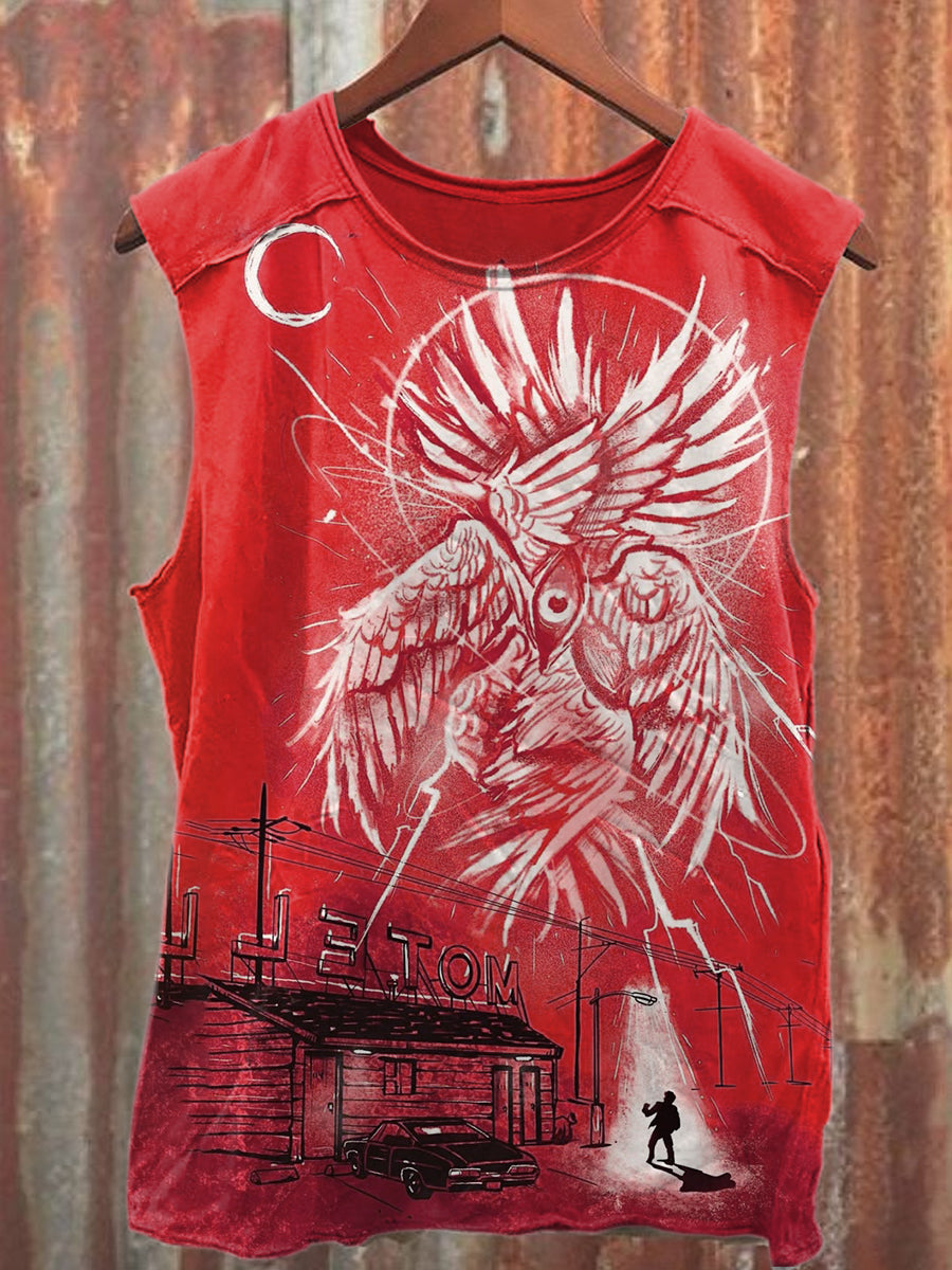 Retro Graffiti Print Casual Cotton Tank Top