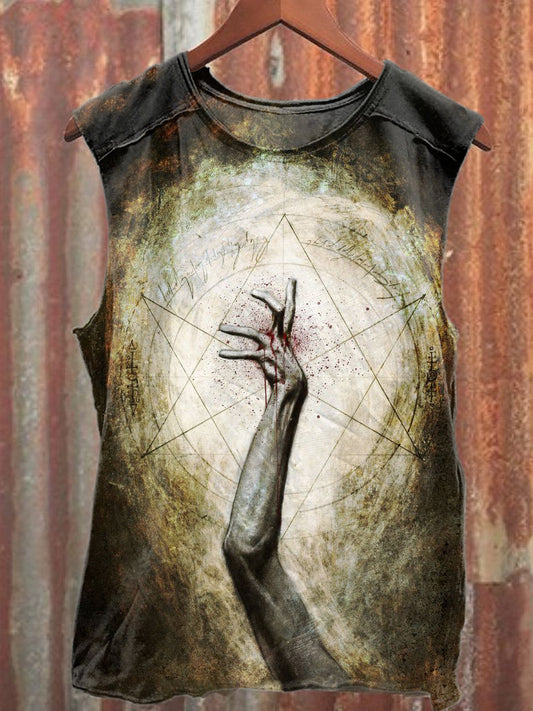Vintage Art Print Loose Fit Tank Top