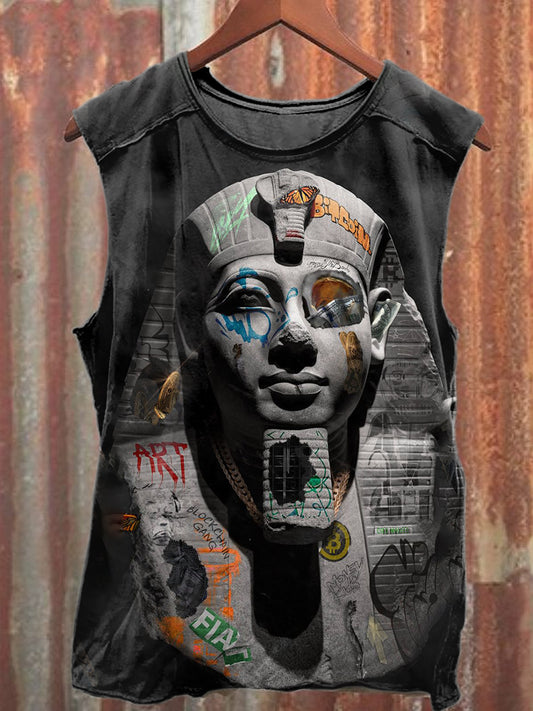 Vintage Statue Art Print Loose Fit Tank Top