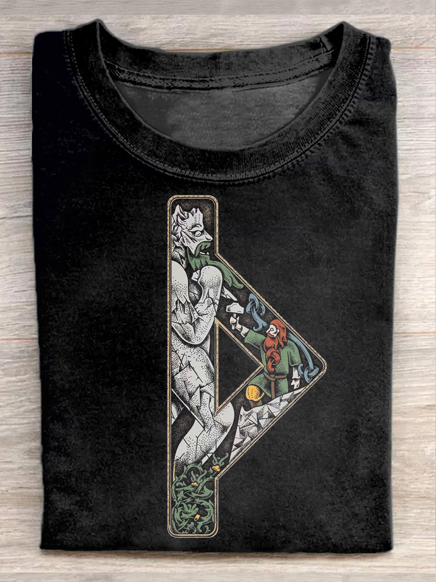Retro Symbol Art Print Casual Cotton T-shirt