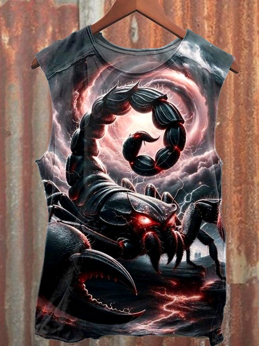 Fierce Scorpion Print Casual Cotton Tank Top