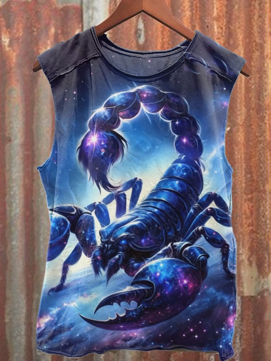 Fierce Scorpion Print Casual Cotton Tank Top