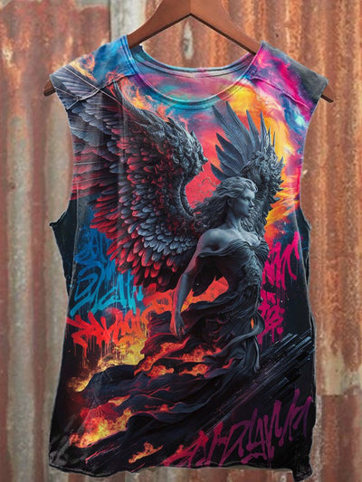 Gorgeous Illustration Print Casual Cotton Tank Top