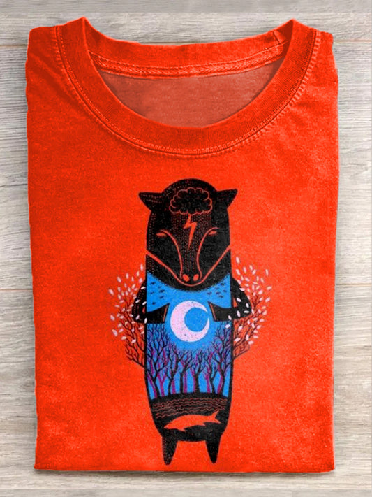 Funny Illustration Printed Casual Cotton T-Shirt