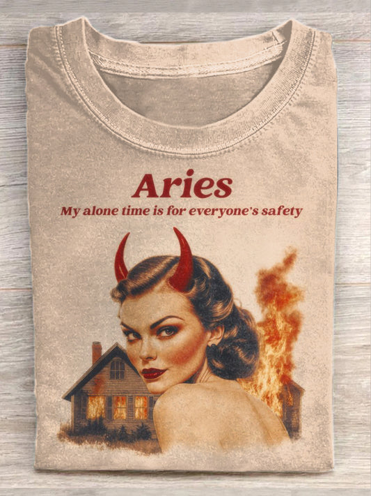 Funny Illustration Printed Casual Cotton T-Shirt