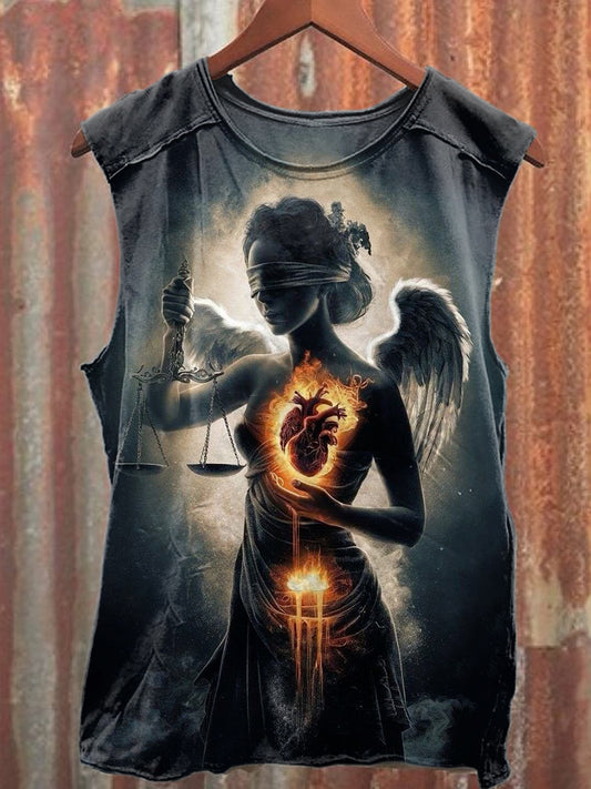 Gorgeous Illustration Print Casual Cotton Tank Top