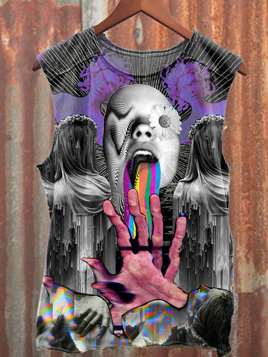 Gorgeous Illustrated Print Casual Cotton Tank Top
