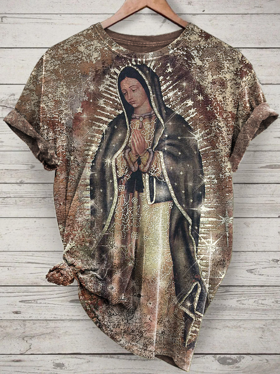 Nun Printed Vintage Fashion Loose Short Sleeve T-Shirt