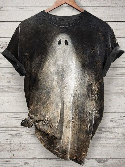 Unisex Ghost Printed Vintage Fashion Loose Short Sleeve T-Shirt