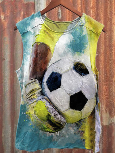 Football Graffiti Illustration Art Print Casual Cotton Tank Top
