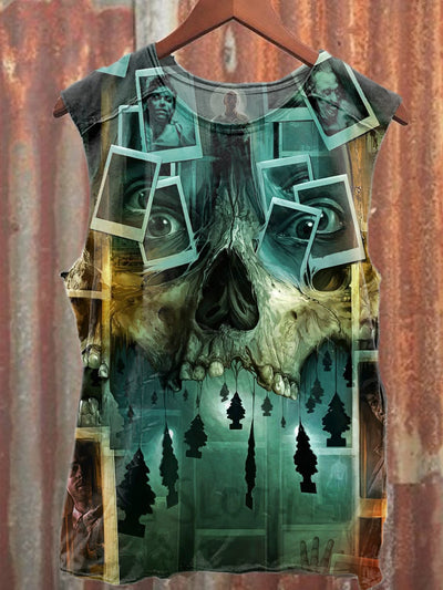 Thriller Shadow Skull Print Casual Loose T-Shirt