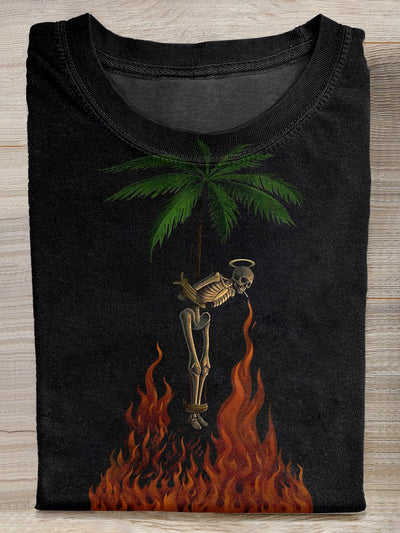 Vintage Art Print Casual Cotton T-Shirt