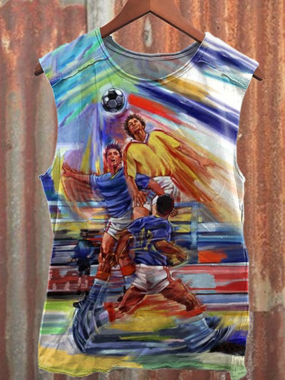 Football Graffiti Illustration Art Print Casual Cotton Tank Top