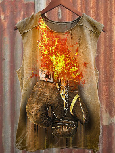 Men's Casual Boxing Glove Printed Tank Top