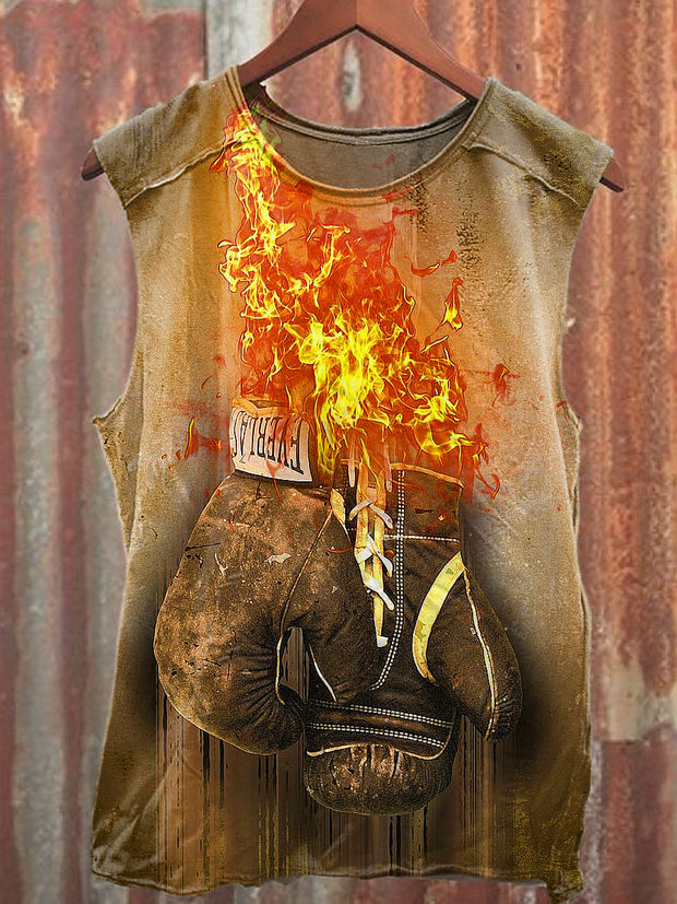 Men's Casual Boxing Glove Printed Tank Top
