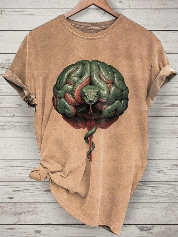 Funny Snake Printed Vintage Fashion Loose Short Sleeve T-Shirt