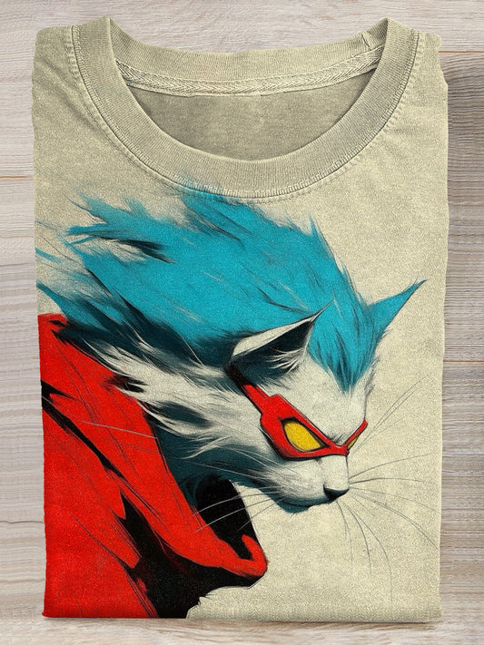 Funny Cat Print Casual Cotton T-Shirt