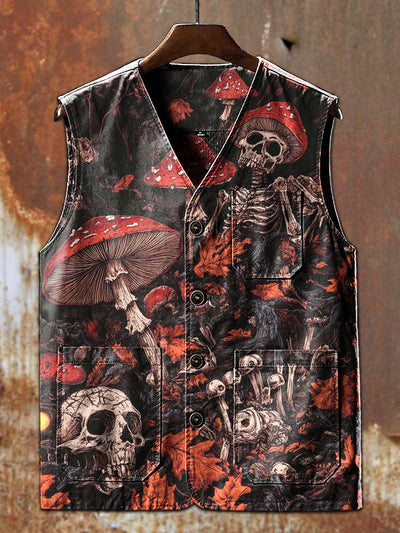 Gorgeous Skull Print Casual Vest Jacket