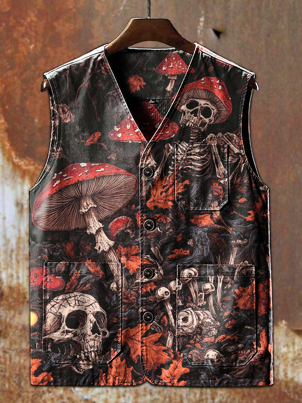 Gorgeous Skull Print Casual Vest Jacket