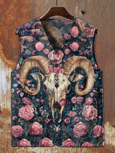 Gorgeous Floral Print Casual Vest Jacket