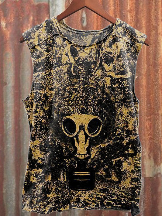 Retro Graffiti Print Casual Cotton Tank Top