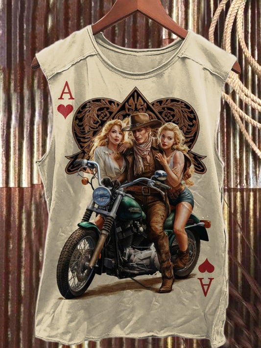 Retro Western Print Casual Cotton Tank Top