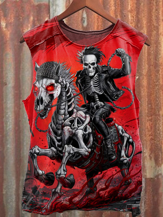 Men's Casual Punk Skull Printed Tank Top