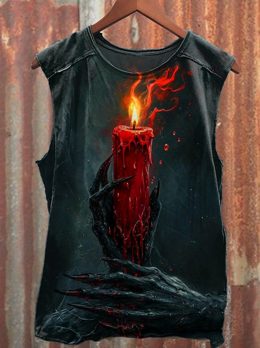 Men's Casual Candle Printed Tank Top