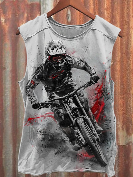 Retro Road Cycling Race Printed Casual Cotton Tank Top