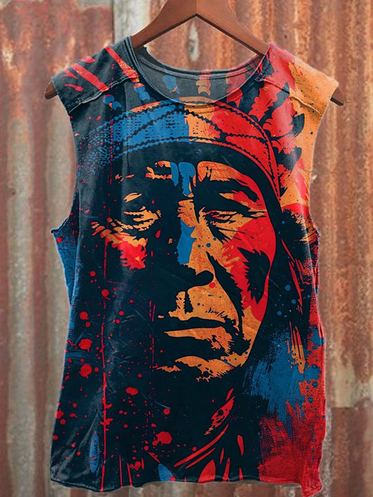 Retro Graffiti Print Casual Cotton Tank Top