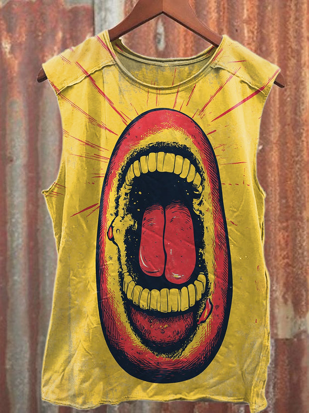 Retro Pop Illustration Printed Casual Cotton Tank Top