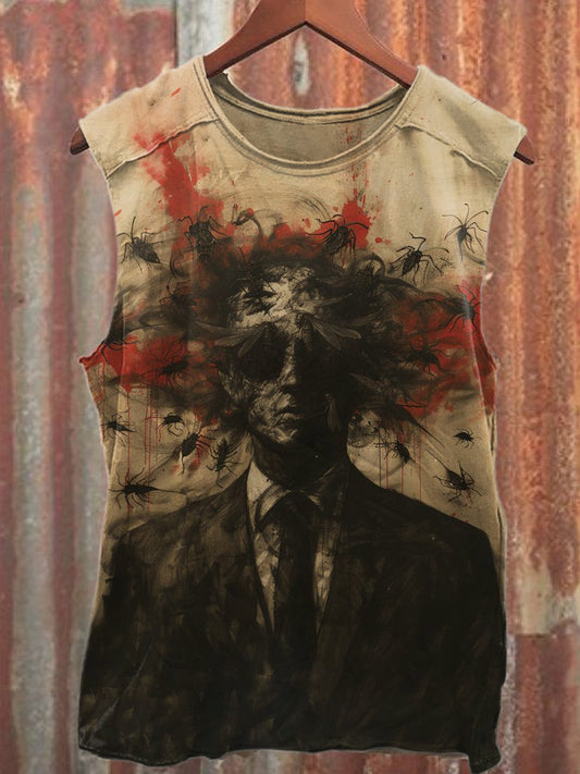 Retro Graffiti Print Casual Cotton Tank Top