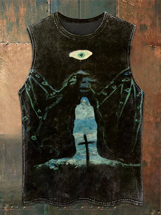 Gorgeous Dark Style Skull Print Casual Loose Tank Top