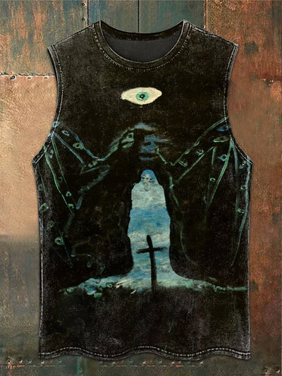 Gorgeous Dark Style Skull Print Casual Loose Tank Top