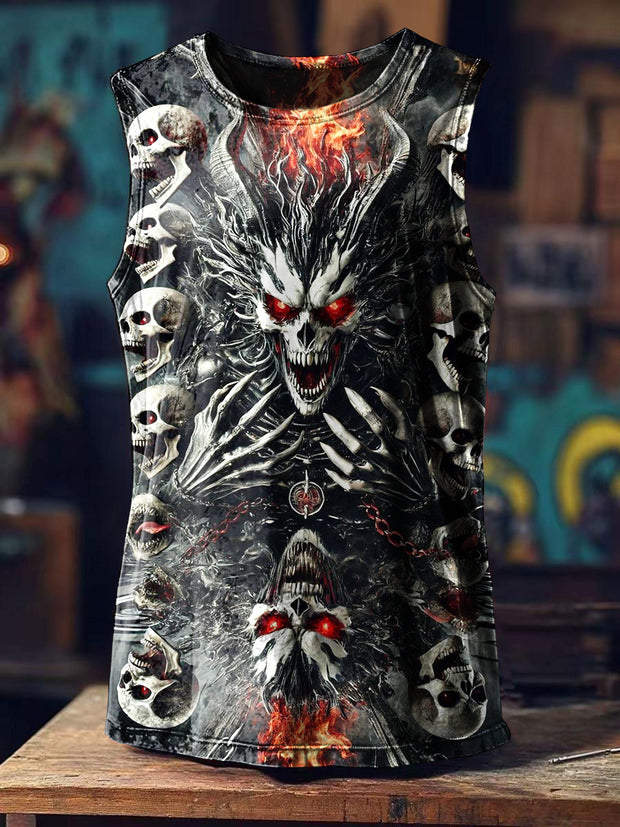 Skull Graffiti Print Loose Tank Top