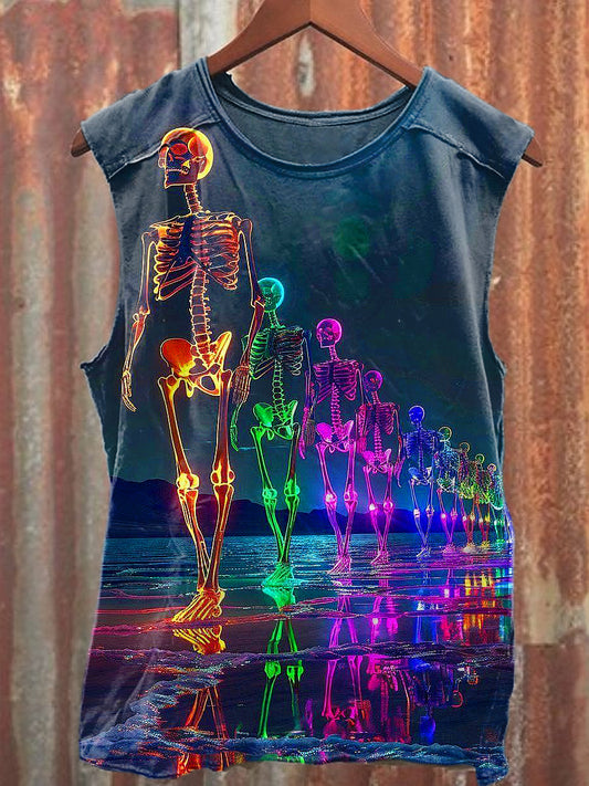 Men's Casual Colorful Skeleton Printed Tank Top