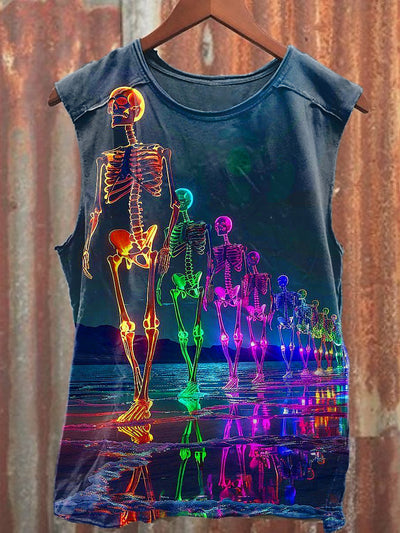 Men's Casual Colorful Skeleton Printed Tank Top