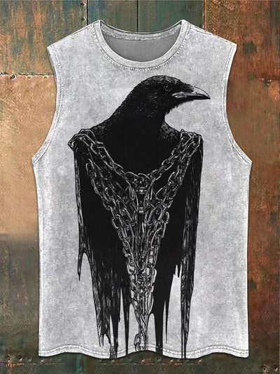 Gorgeous Dark Style Crow Print Casual Loose Tank Top