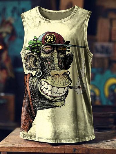 Fun Monkey Print Loose Tank Top