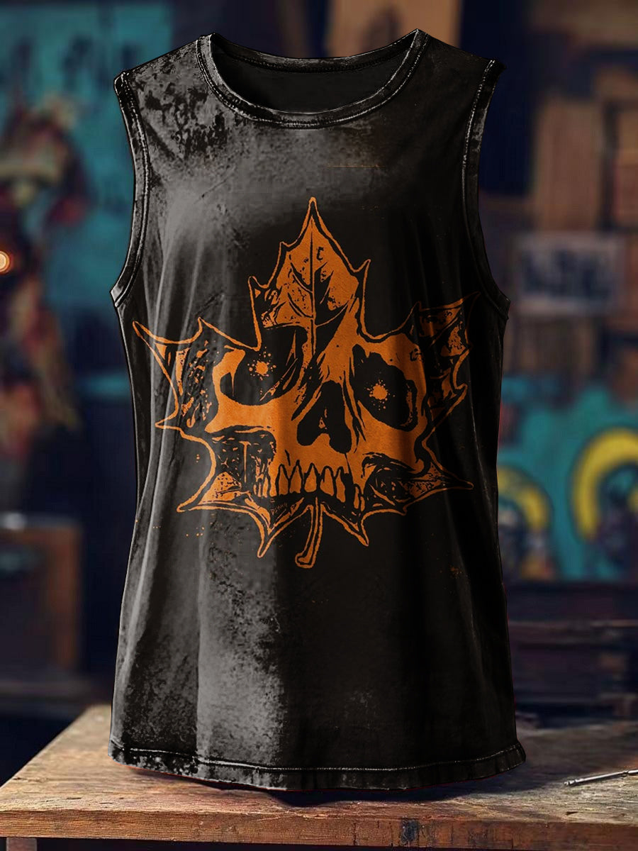 Skull Graffiti Print Loose Tank Top