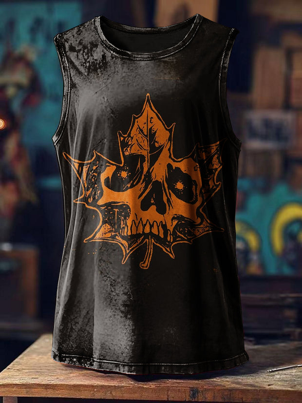Skull Graffiti Print Loose Tank Top