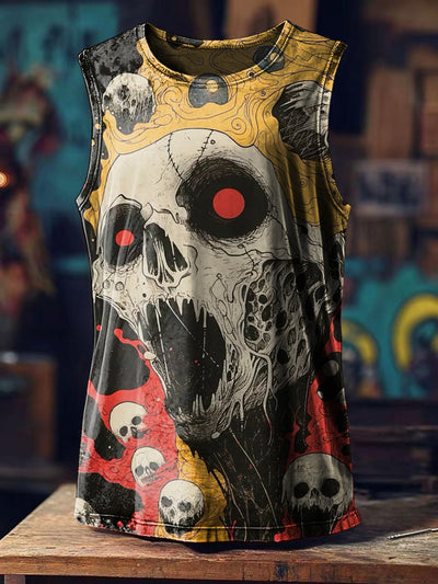 Skull Graffiti Print Loose Tank Top