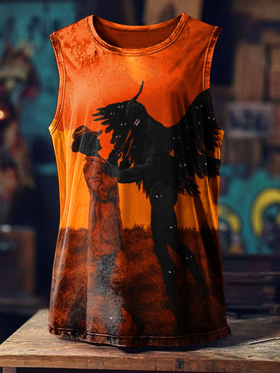 Retro Illustration Printed Casual Loose Tank Top