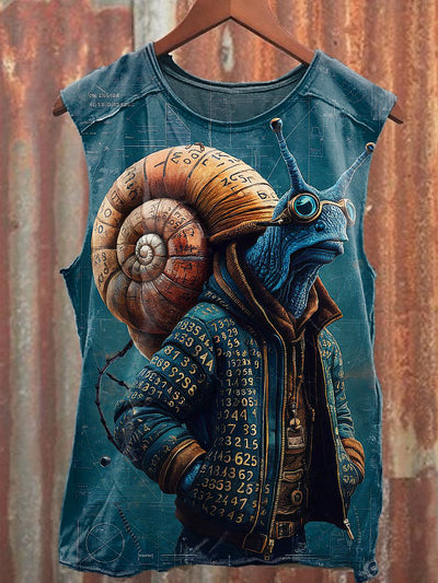 Men's Casual Mr. Snail Printed Tank Top