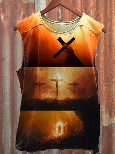 Jesus Print Loose Fit Tank Top